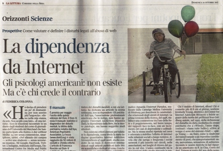 Tonino Cantelmi - dipendenza da internet - Corriere della Sera - la Lettura 